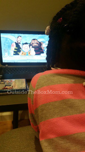 Kids watching #FlintstonesWWE | outsidetheboxmom.com