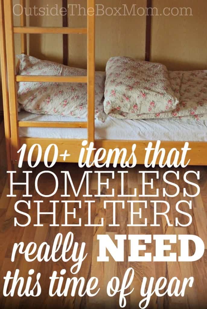 Wondering what you can do during the holiday season to support your local homeless shelter? This post features a list of more than 100 items you can donate to make a real difference in someone's life.